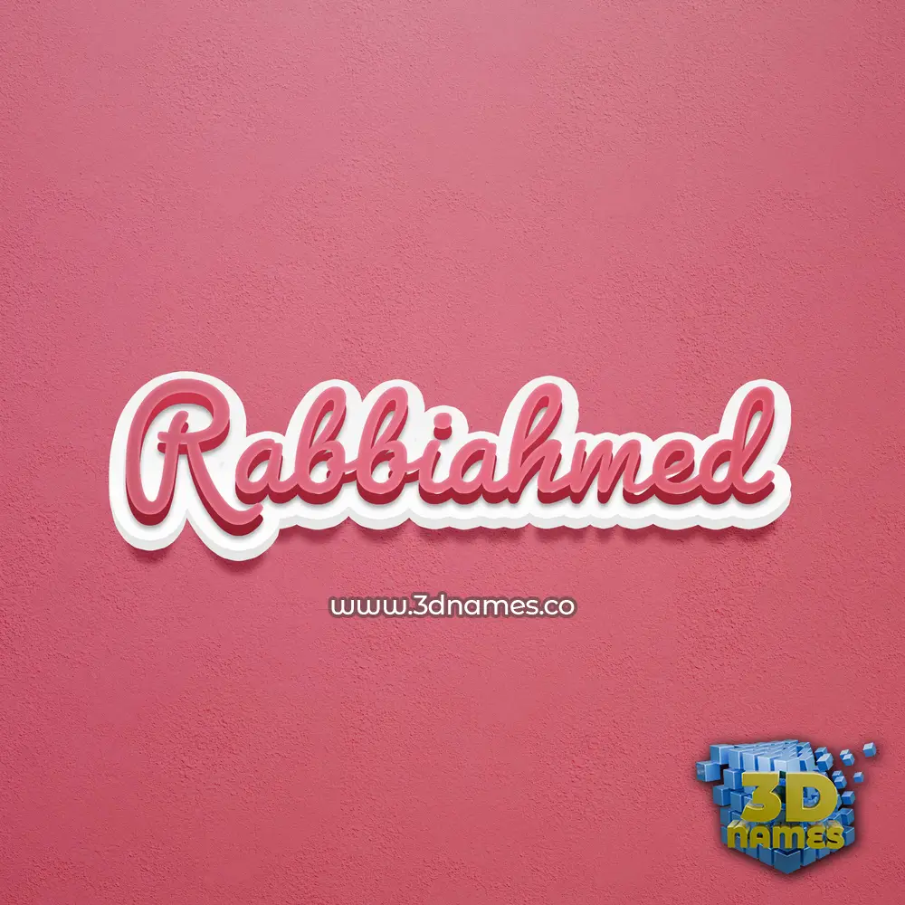 rabbiahmed in Red Scribble style - 3D name wallpaper