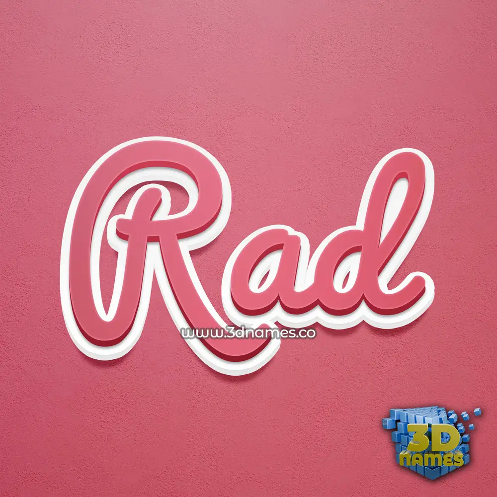 rad in Red Scribble style - 3D name wallpaper