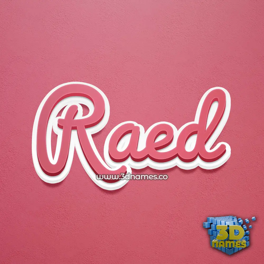 raed in Red Scribble style - 3D name wallpaper
