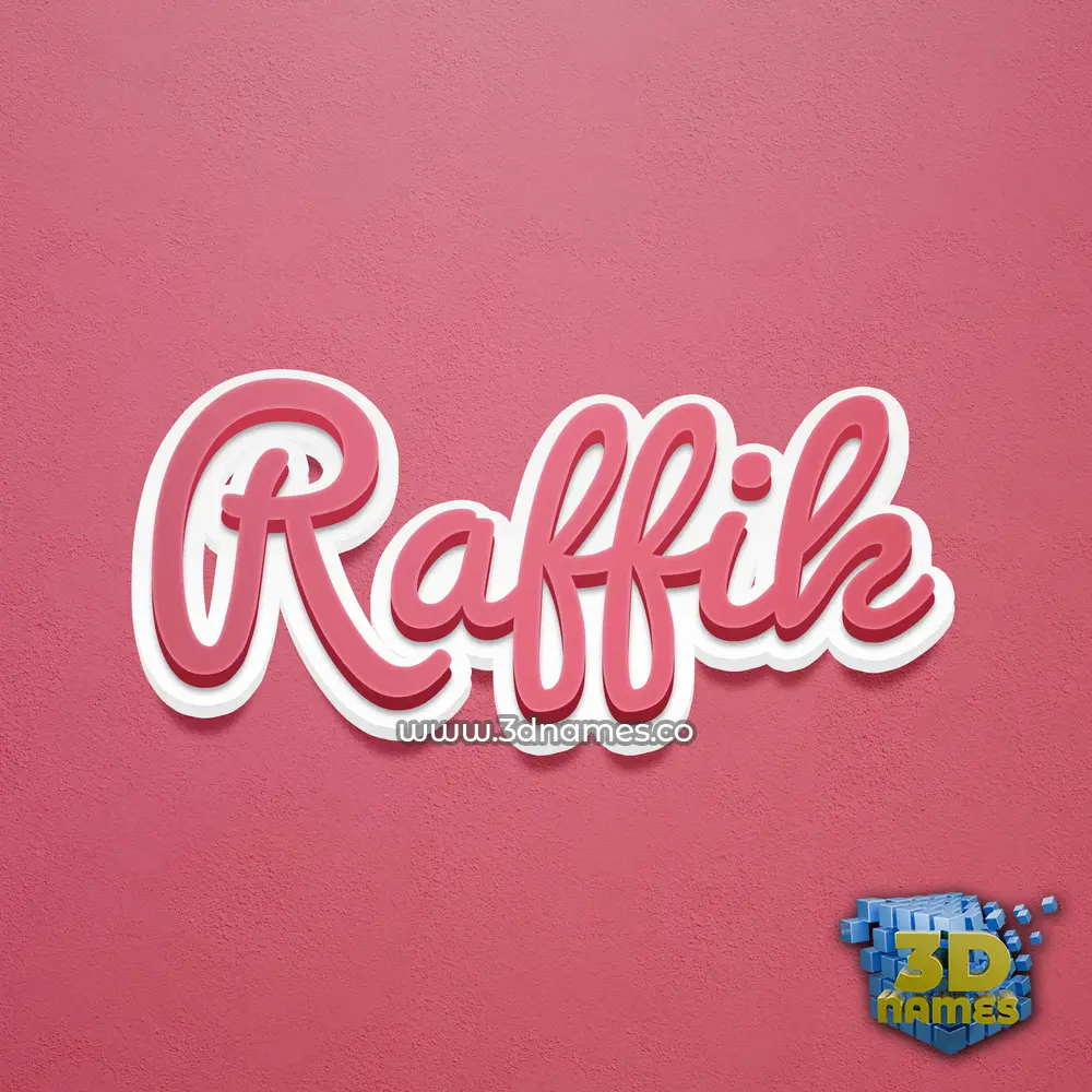 raffik in Red Scribble style - 3D name wallpaper
