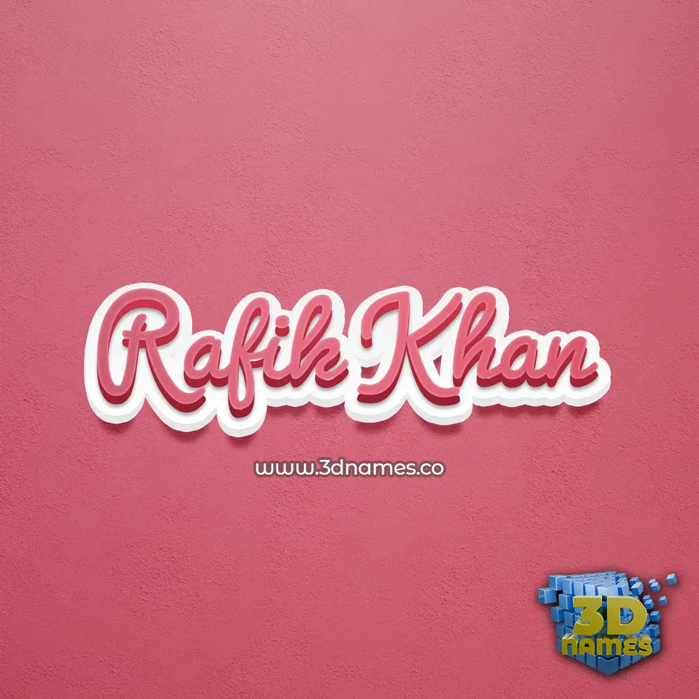 rafik khan in Red Scribble style - 3D name wallpaper