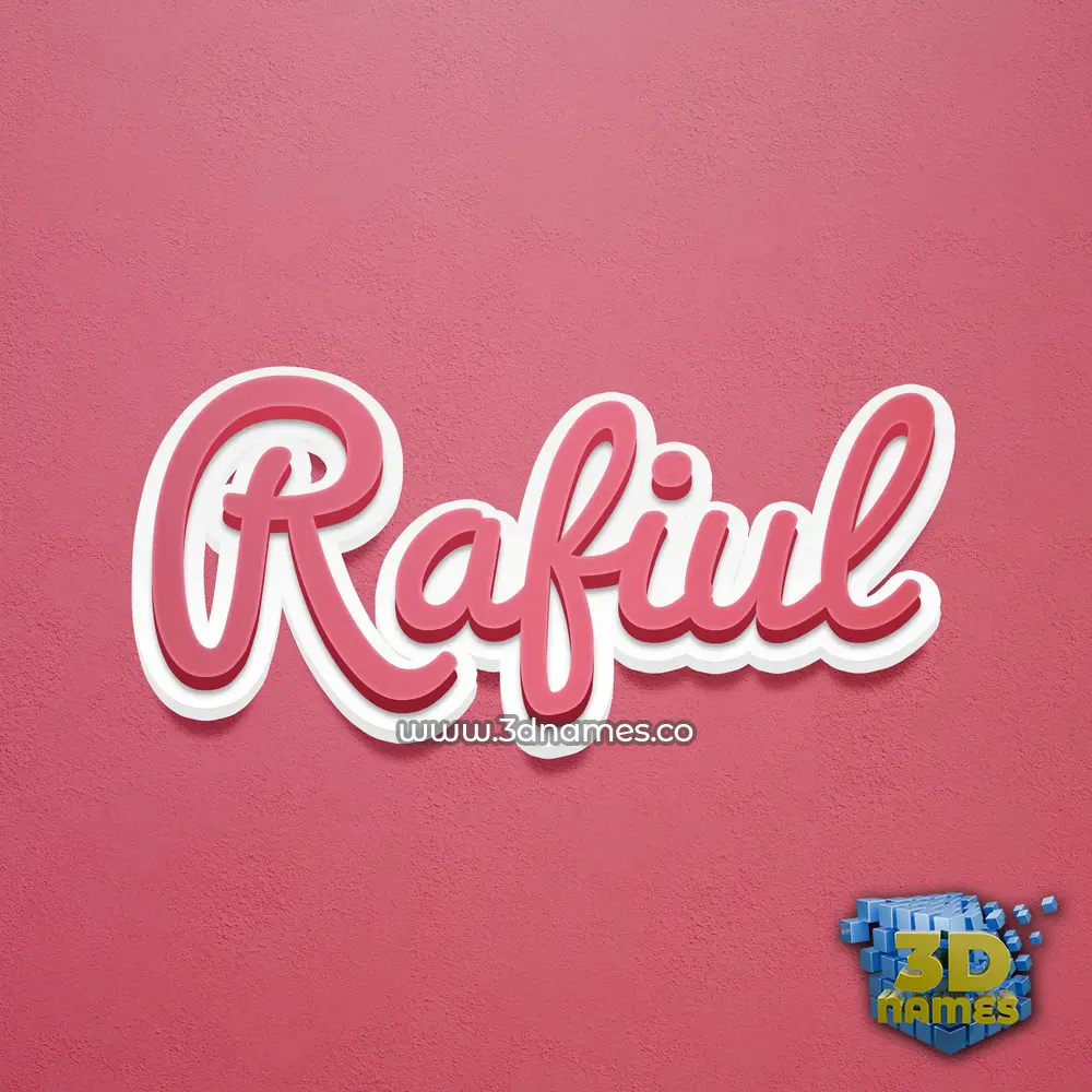 rafiul in Red Scribble style - 3D name wallpaper