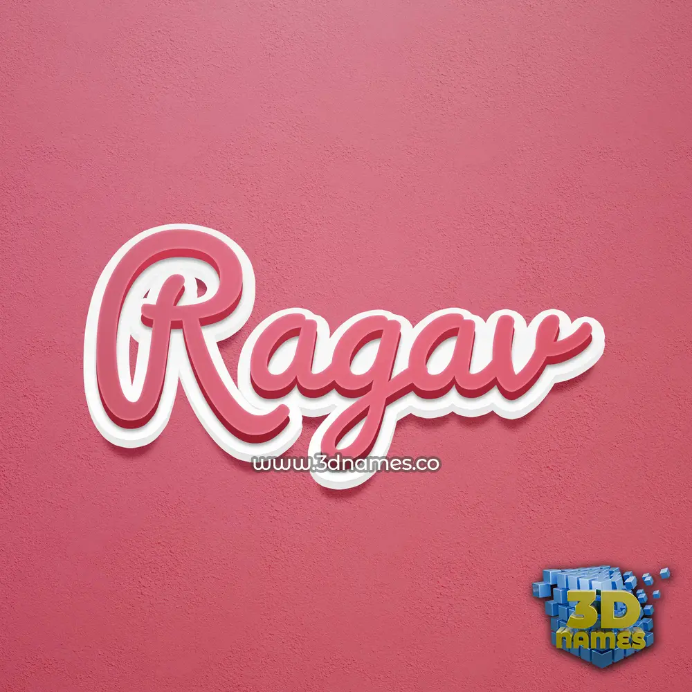 ragav in Red Scribble style - 3D name wallpaper