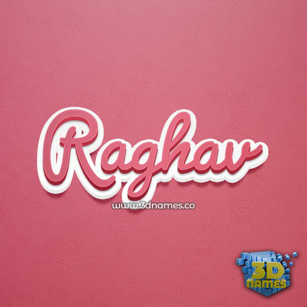raghav in Red Scribble style - 3D name wallpaper