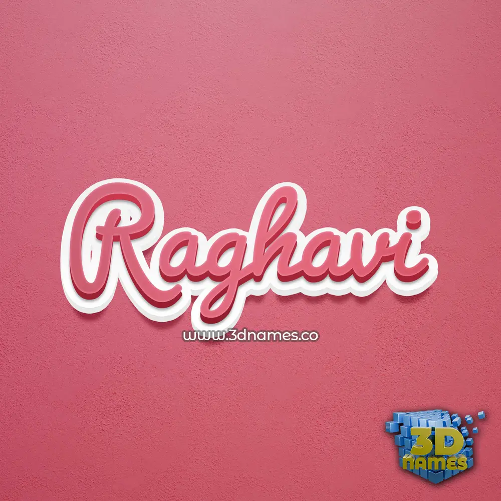 raghavi in Red Scribble style - 3D name wallpaper