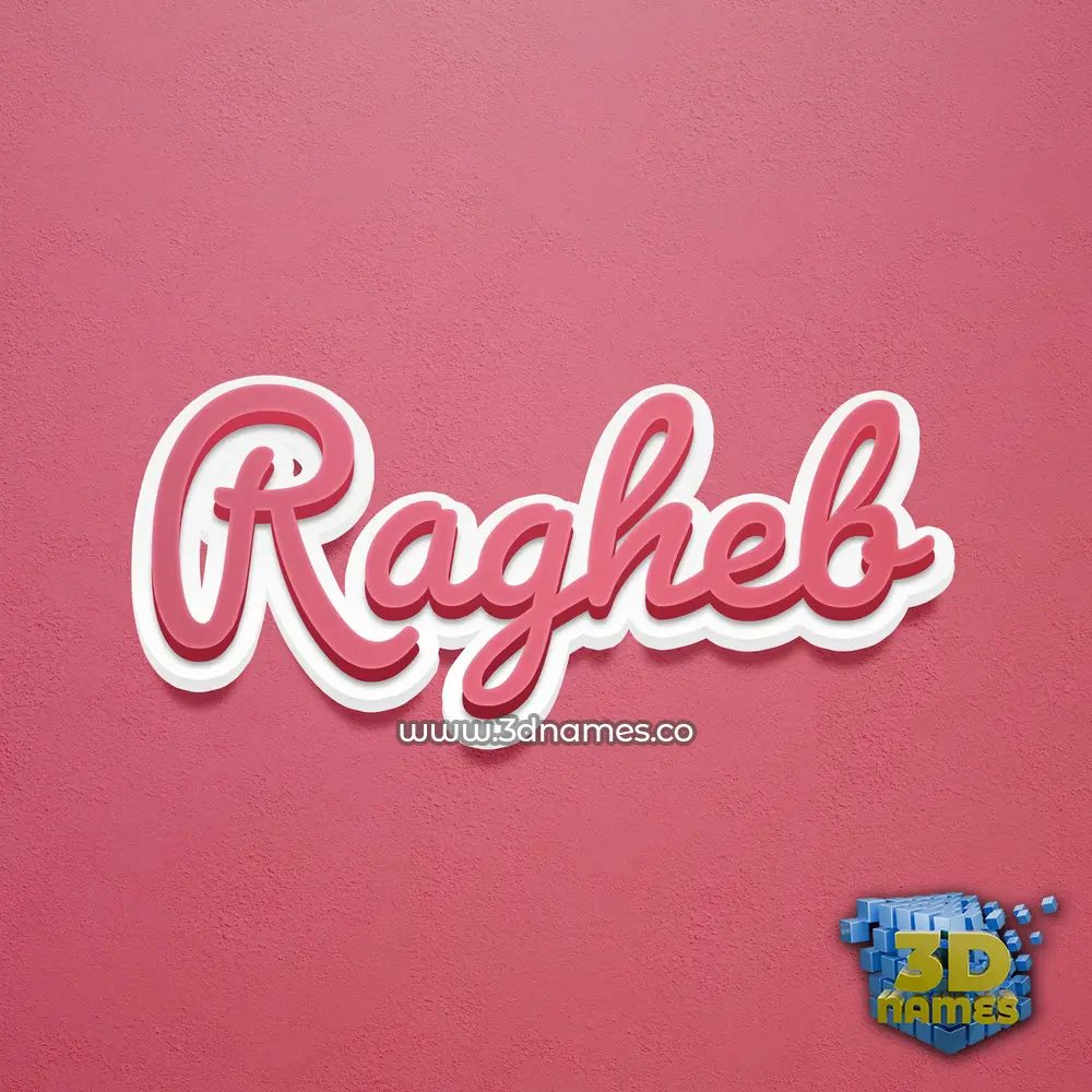 ragheb in Red Scribble style - 3D name wallpaper