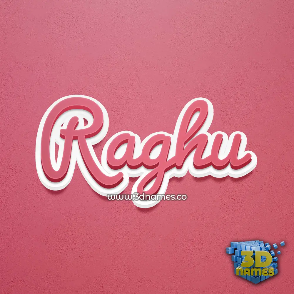 raghu in Red Scribble style - 3D name wallpaper