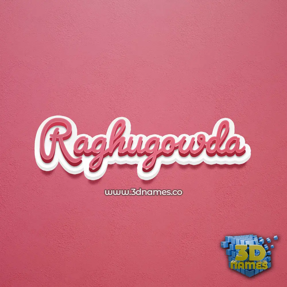 raghugowda in Red Scribble style - 3D name wallpaper