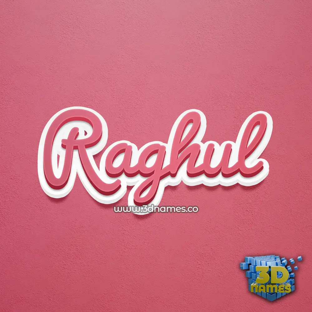 raghul in Red Scribble style - 3D name wallpaper