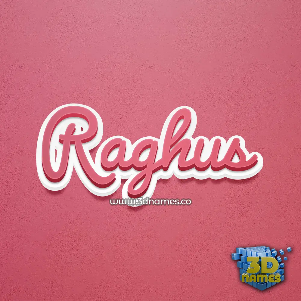 raghus in Red Scribble style - 3D name wallpaper