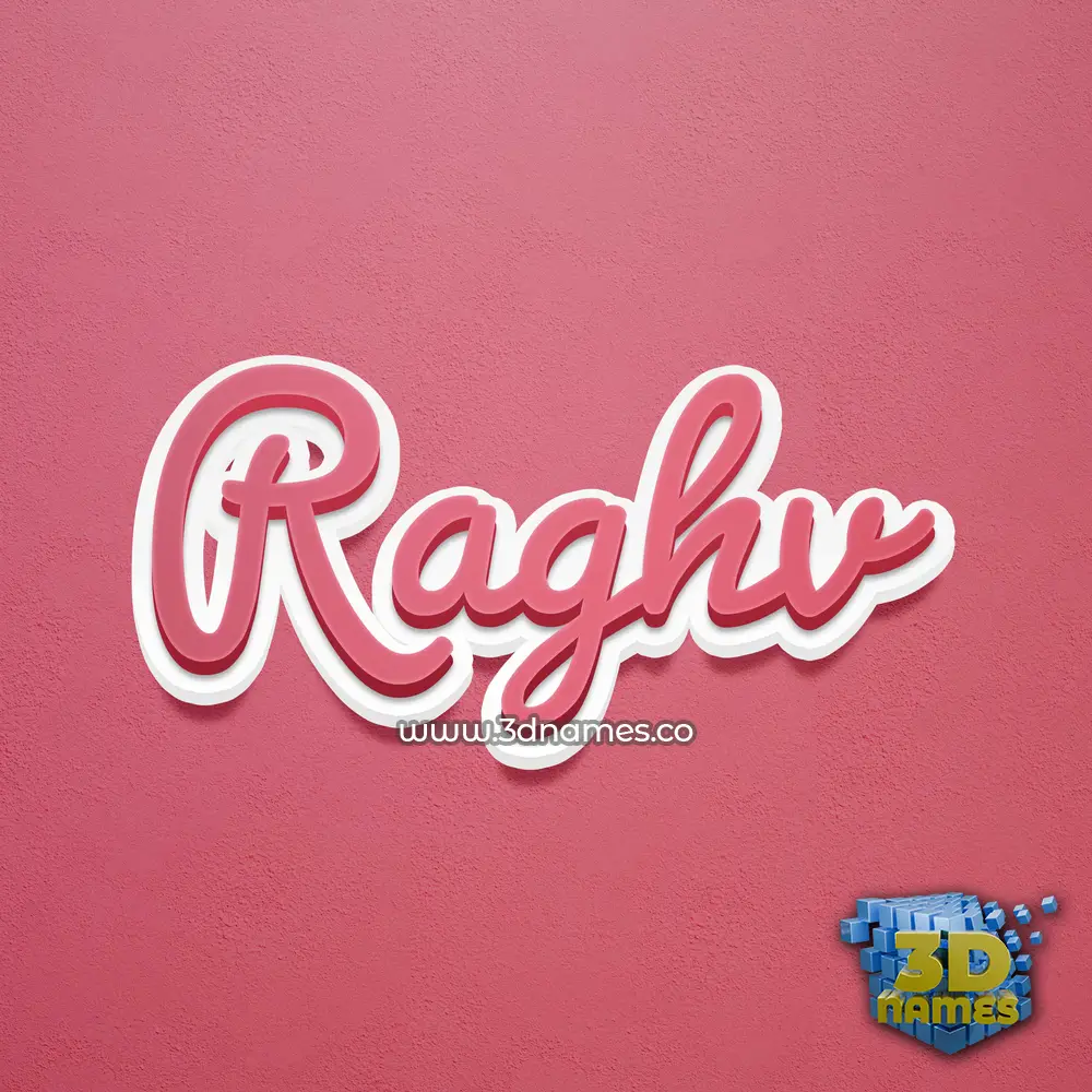 raghv in Red Scribble style - 3D name wallpaper