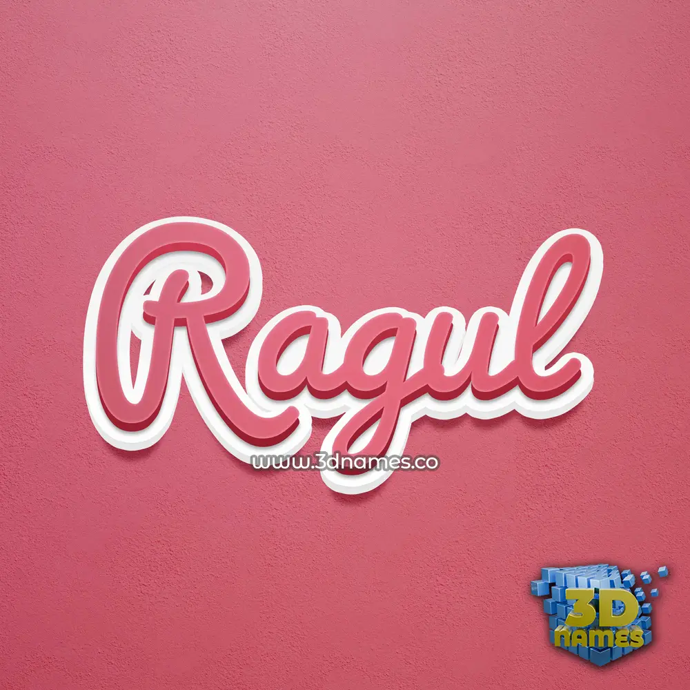 ragul in Red Scribble style - 3D name wallpaper