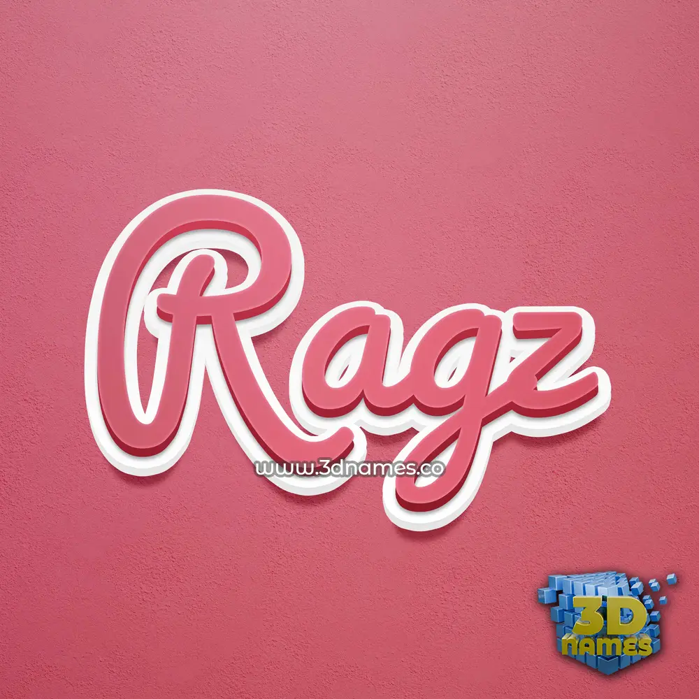 ragz in Red Scribble style - 3D name wallpaper