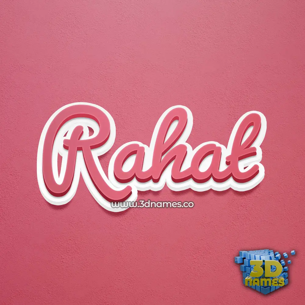 rahat in Red Scribble style - 3D name wallpaper