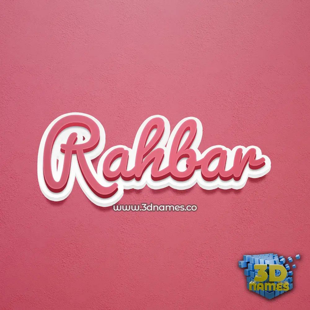 rahbar in Red Scribble style - 3D name wallpaper