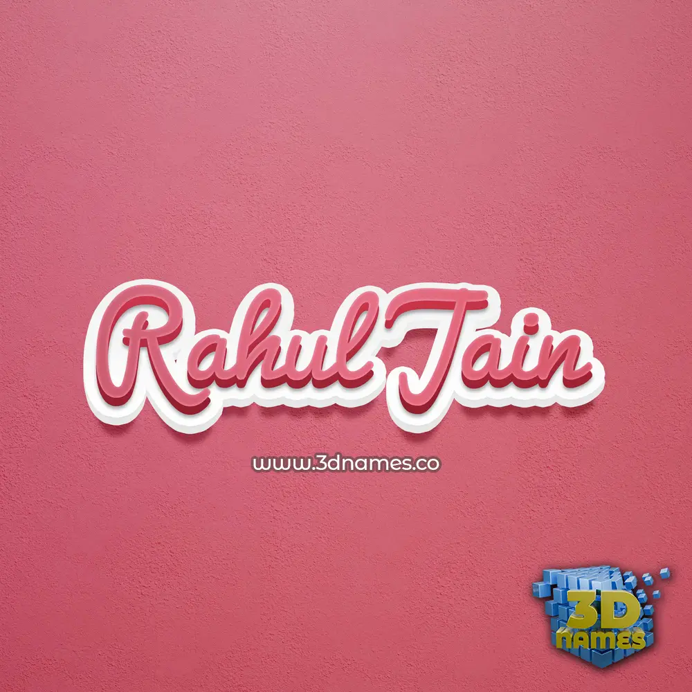 rahul jain in Red Scribble style - 3D name wallpaper