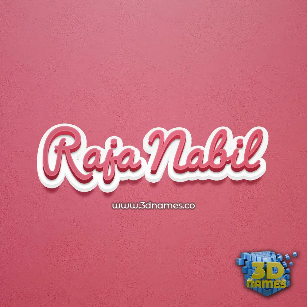 raja nabil in Red Scribble style - 3D name wallpaper