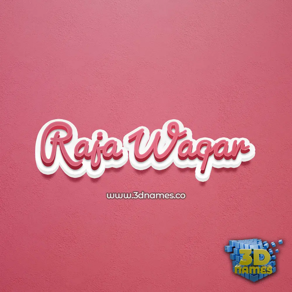 raja waqar in Red Scribble style - 3D name wallpaper