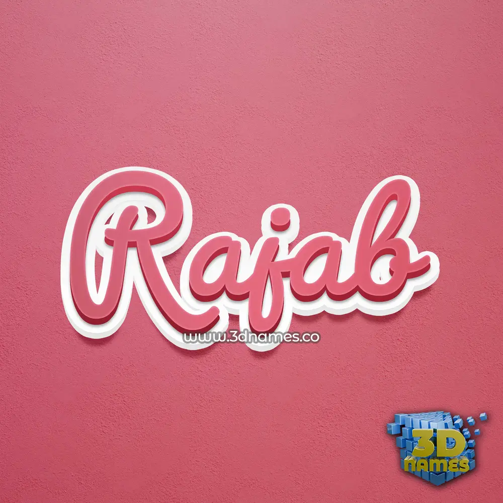 rajab in Red Scribble style - 3D name wallpaper
