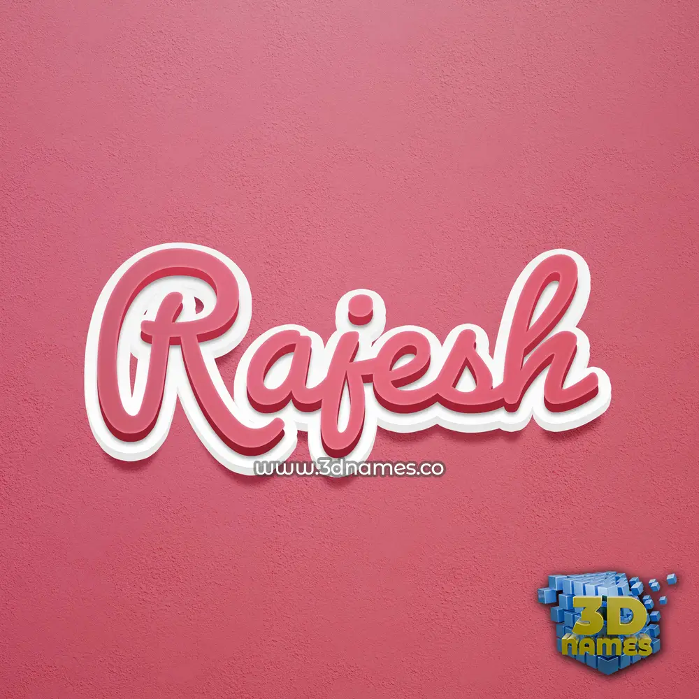 rajesh in Red Scribble style - 3D name wallpaper