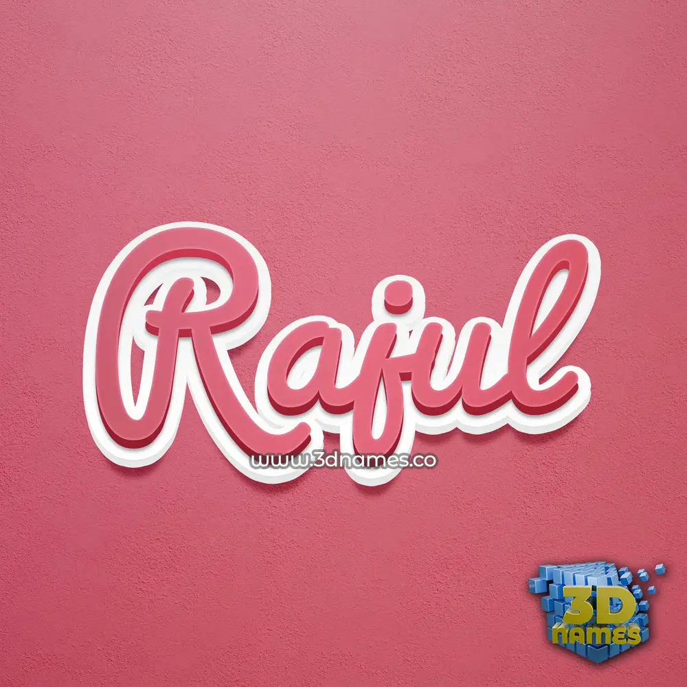 rajul in Red Scribble style - 3D name wallpaper