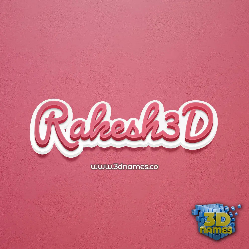 rakesh3d in Red Scribble style - 3D name wallpaper