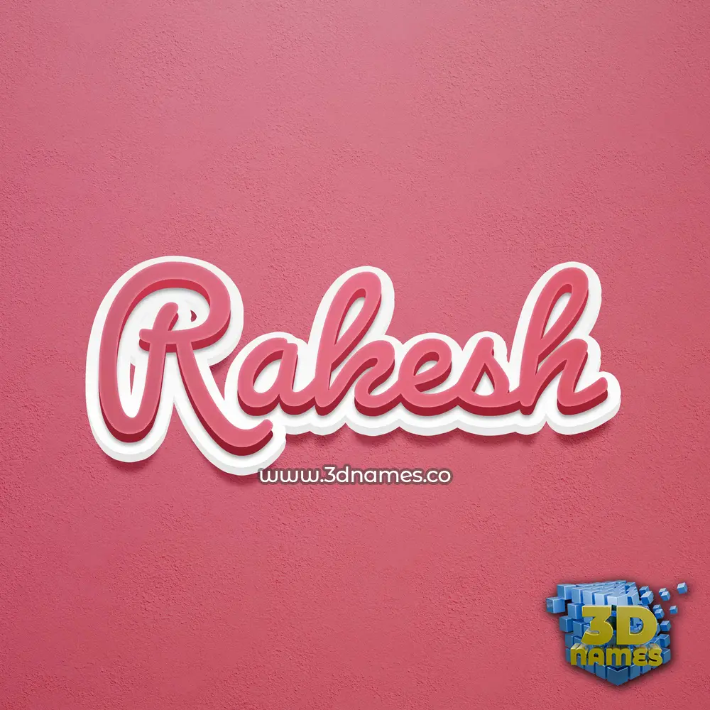 rakesh in Red Scribble style - 3D name wallpaper