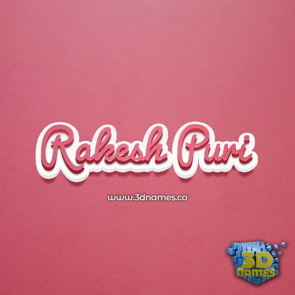 rakesh puri in Red Scribble style - 3D name wallpaper