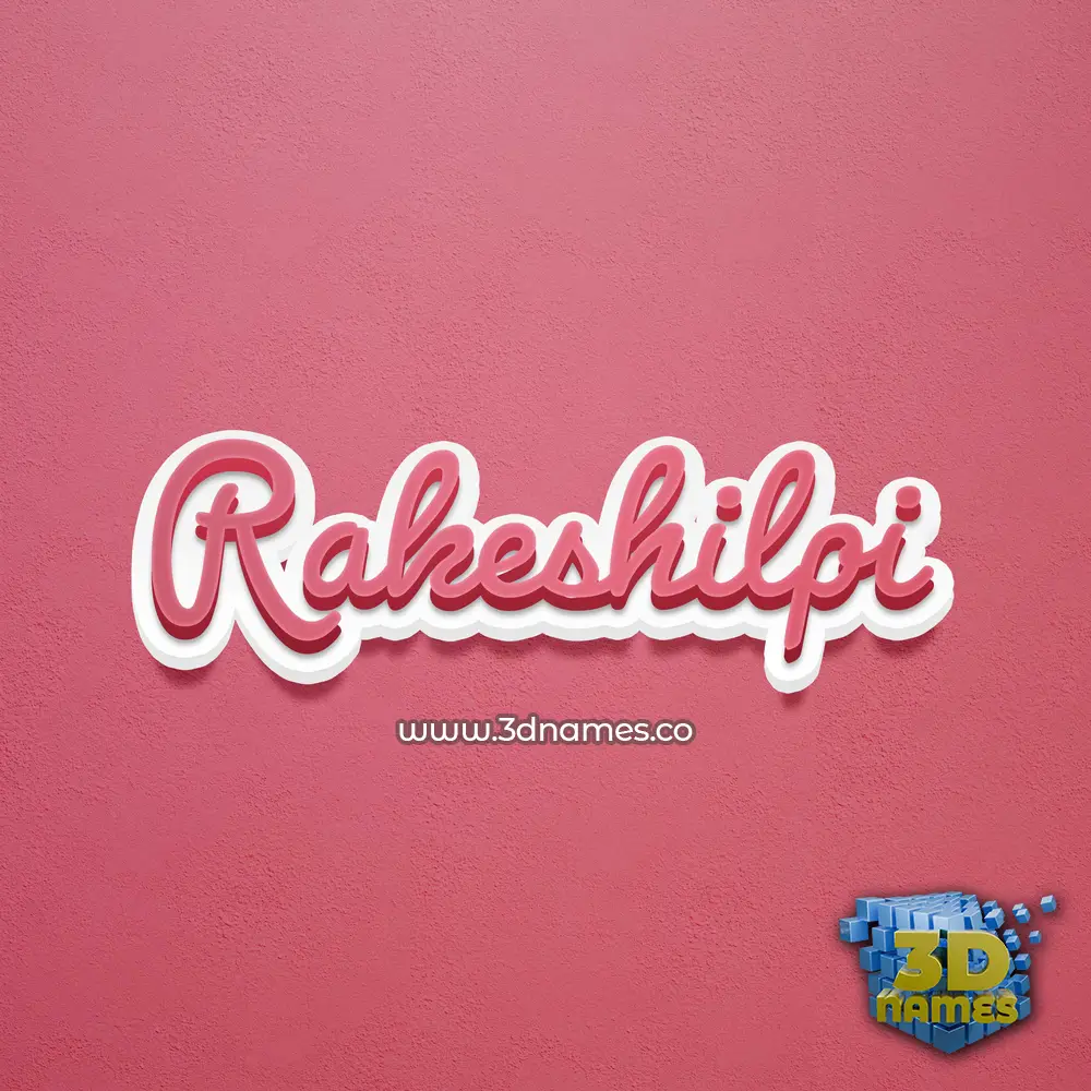 rakeshilpi in Red Scribble style - 3D name wallpaper