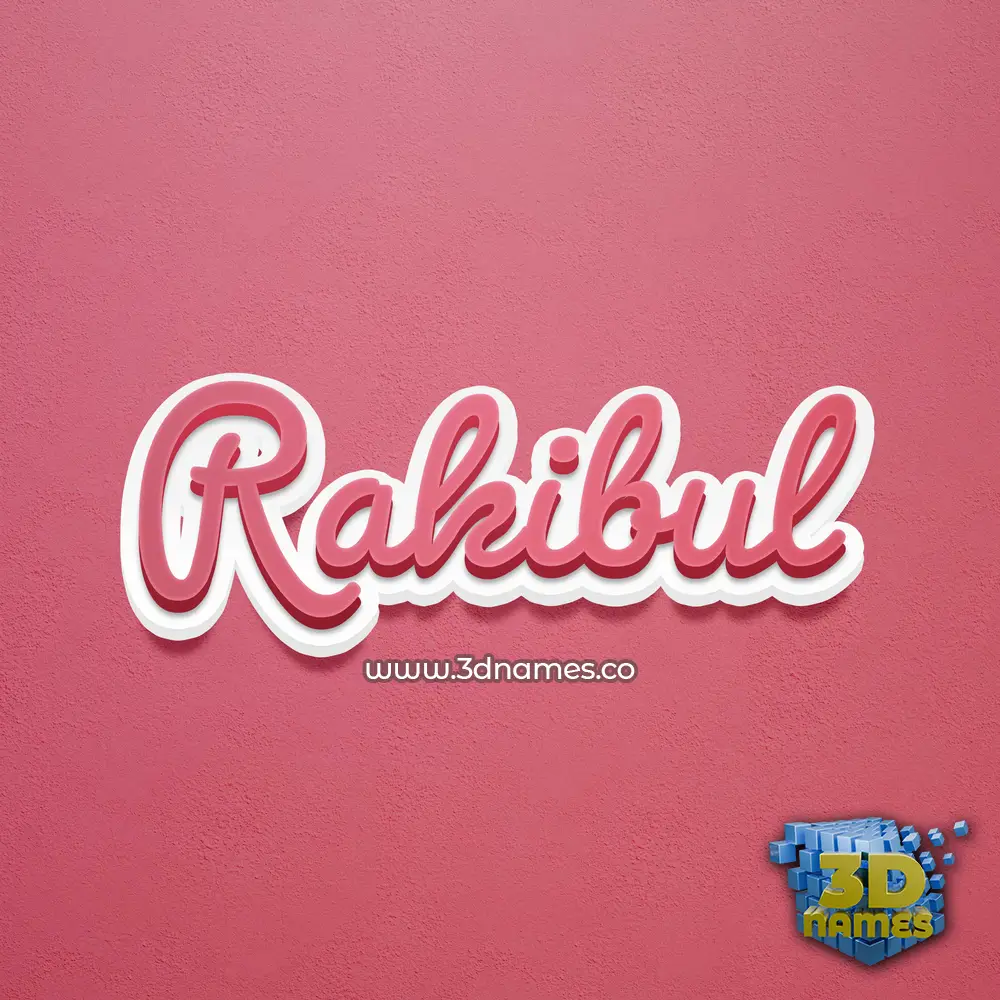 rakibul in Red Scribble style - 3D name wallpaper