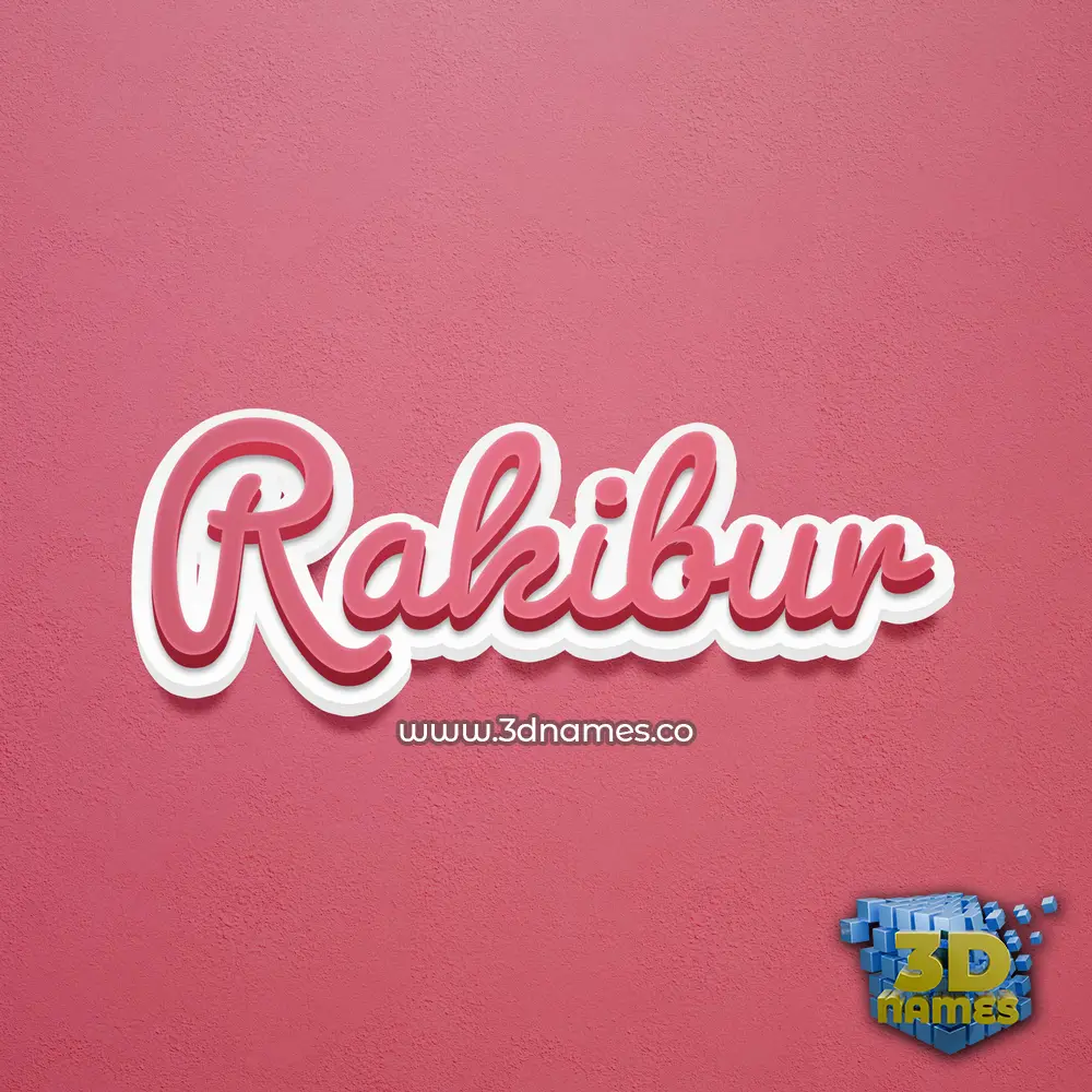 rakibur in Red Scribble style - 3D name wallpaper