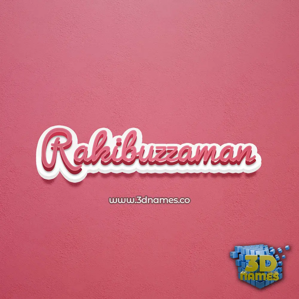 rakibuzzaman in Red Scribble style - 3D name wallpaper