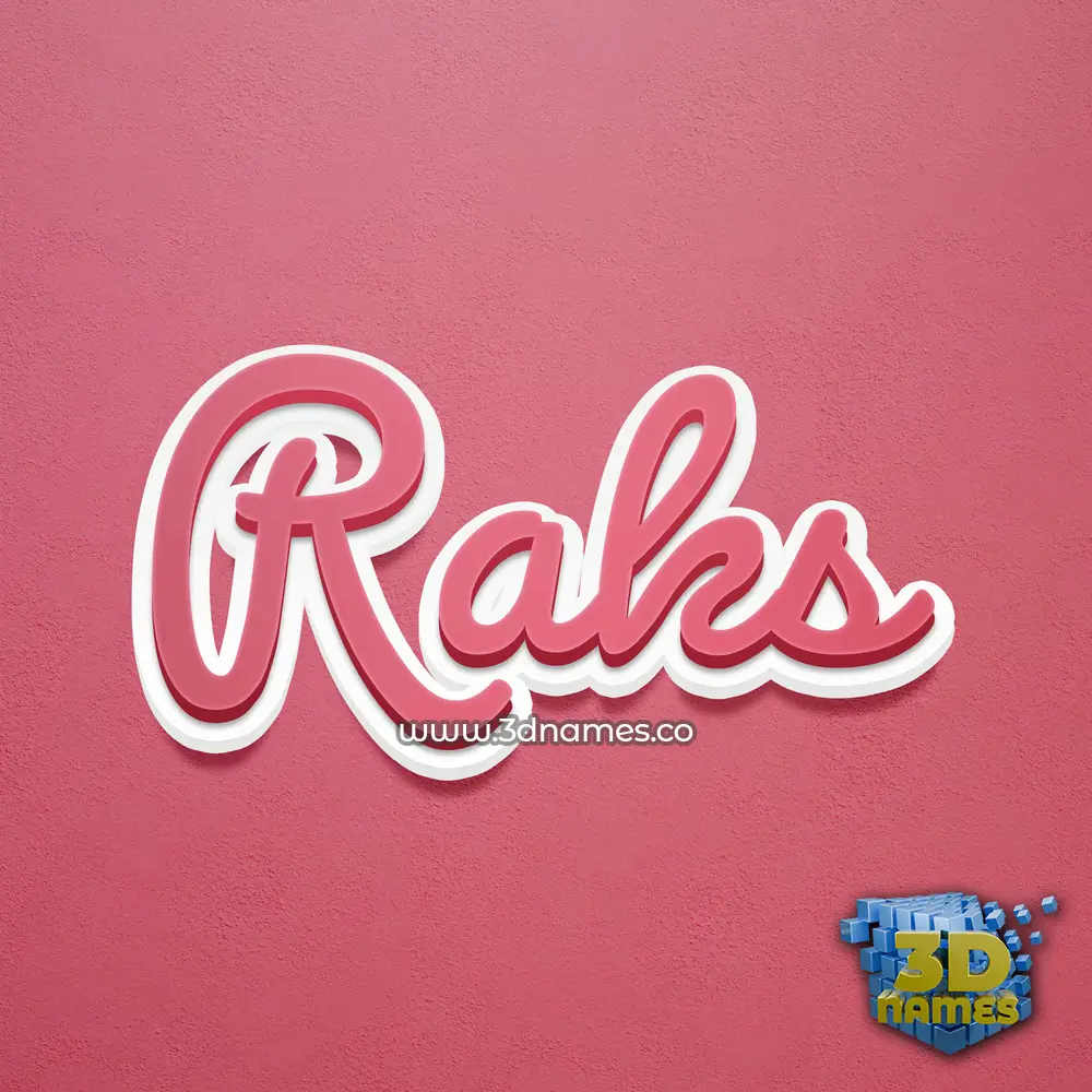 raks in Red Scribble style - 3D name wallpaper
