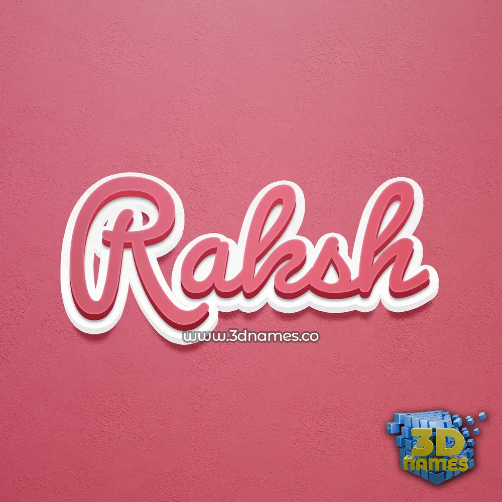 raksh in Red Scribble style - 3D name wallpaper