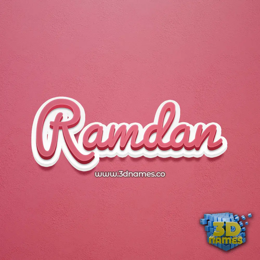 ramdan in Red Scribble style - 3D name wallpaper