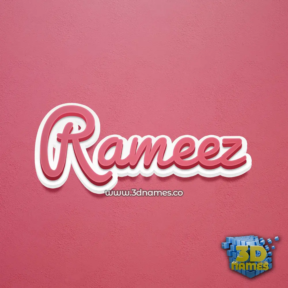rameez in Red Scribble style - 3D name wallpaper