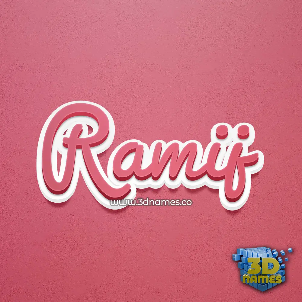 ramij in Red Scribble style - 3D name wallpaper