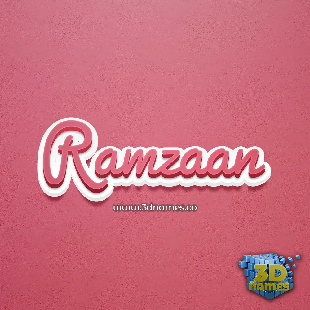 ramzaan in Red Scribble style - 3D name wallpaper