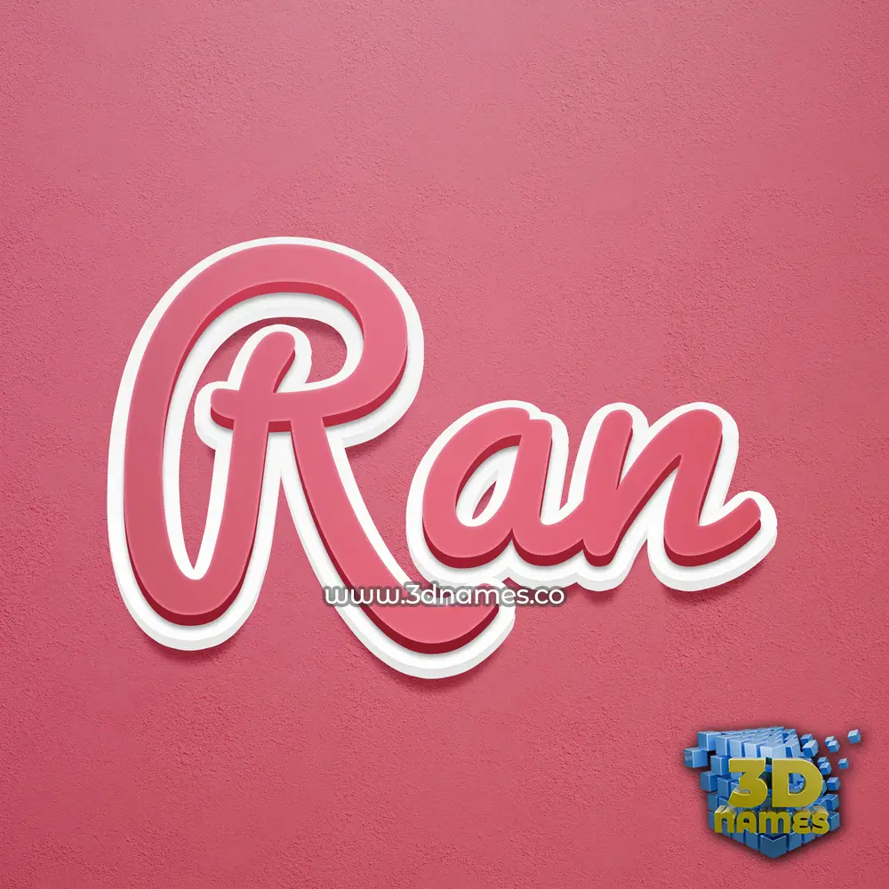 ran in Red Scribble style - 3D name wallpaper
