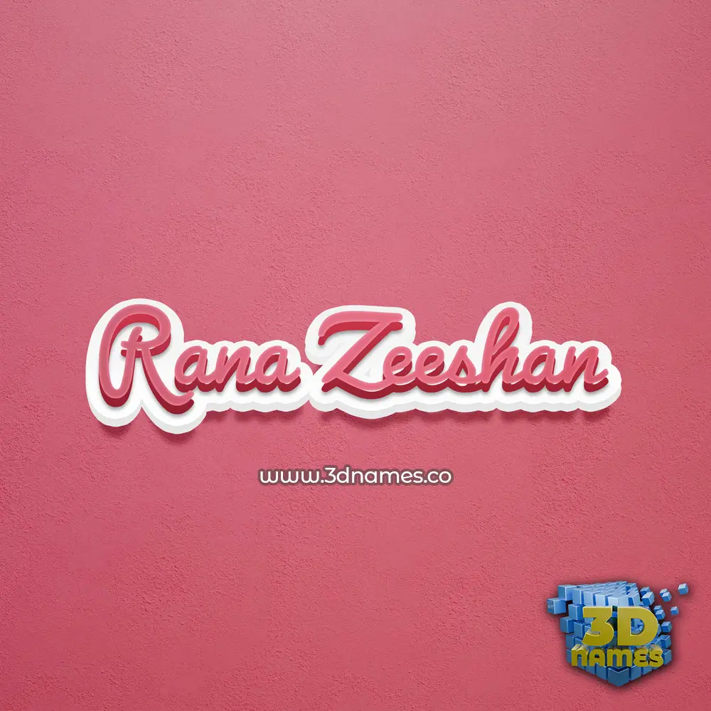 rana zeeshan in Red Scribble style - 3D name wallpaper