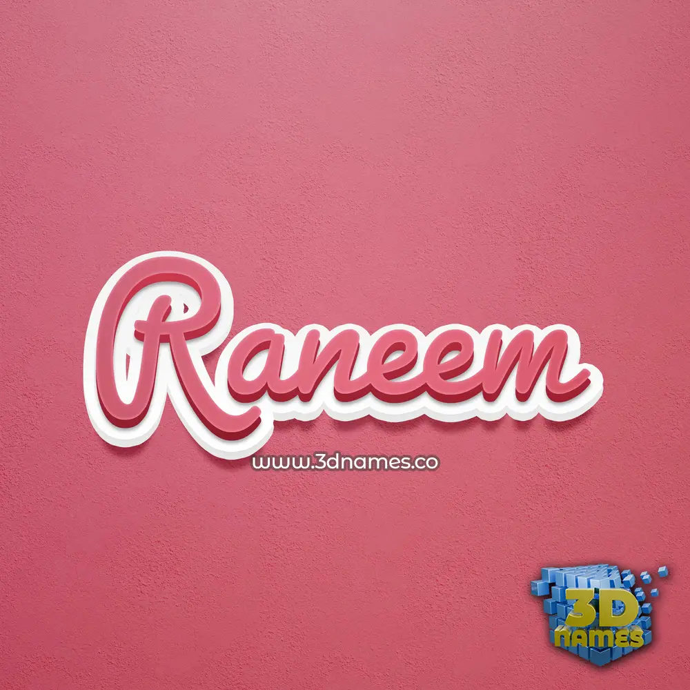 raneem in Red Scribble style - 3D name wallpaper