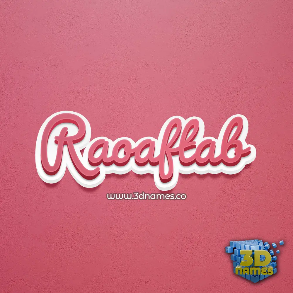 raoaftab in Red Scribble style - 3D name wallpaper