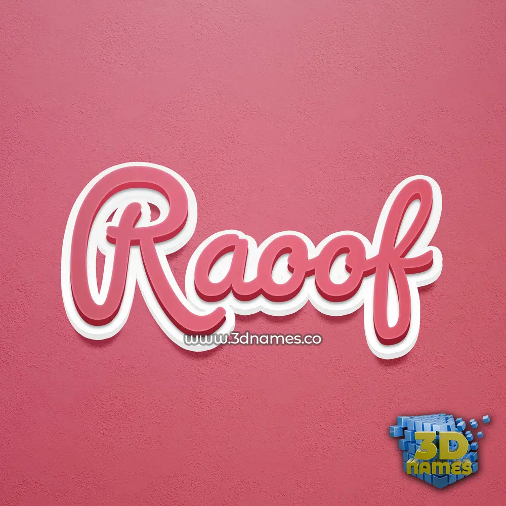 raoof in Red Scribble style - 3D name wallpaper