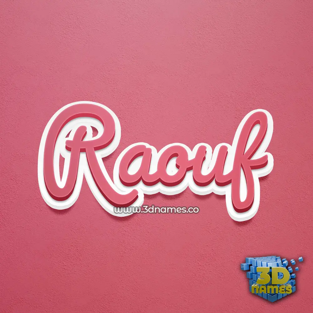 raouf in Red Scribble style - 3D name wallpaper