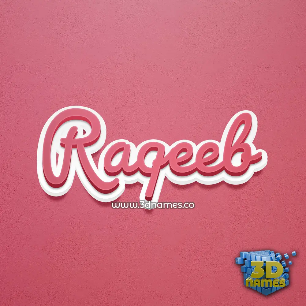 raqeeb in Red Scribble style - 3D name wallpaper