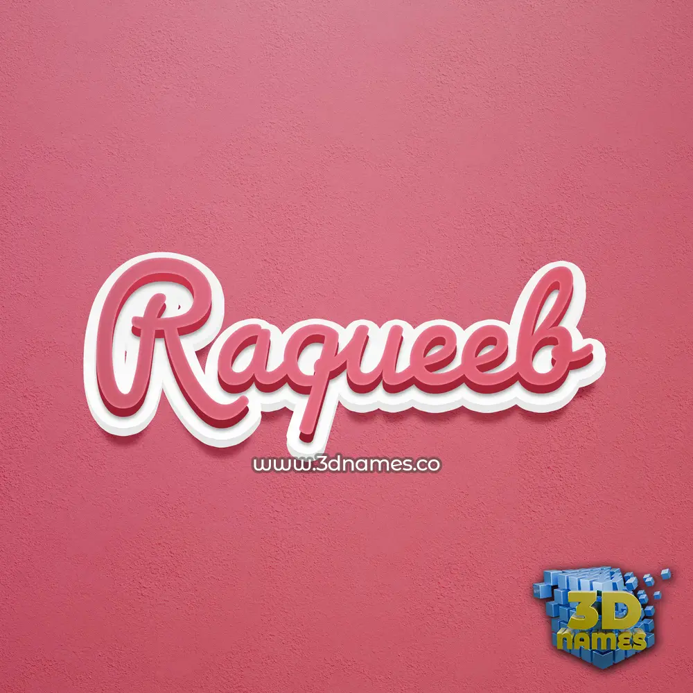 raqueeb in Red Scribble style - 3D name wallpaper
