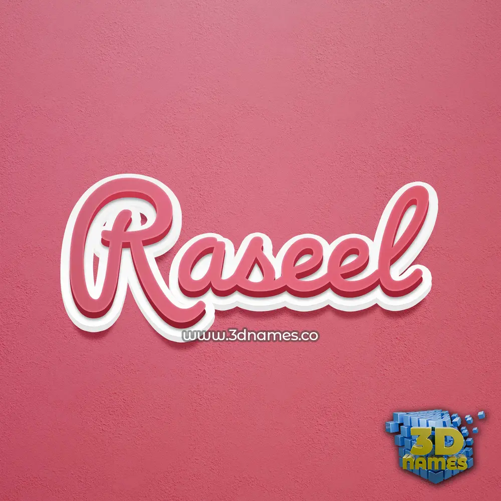 raseel in Red Scribble style - 3D name wallpaper