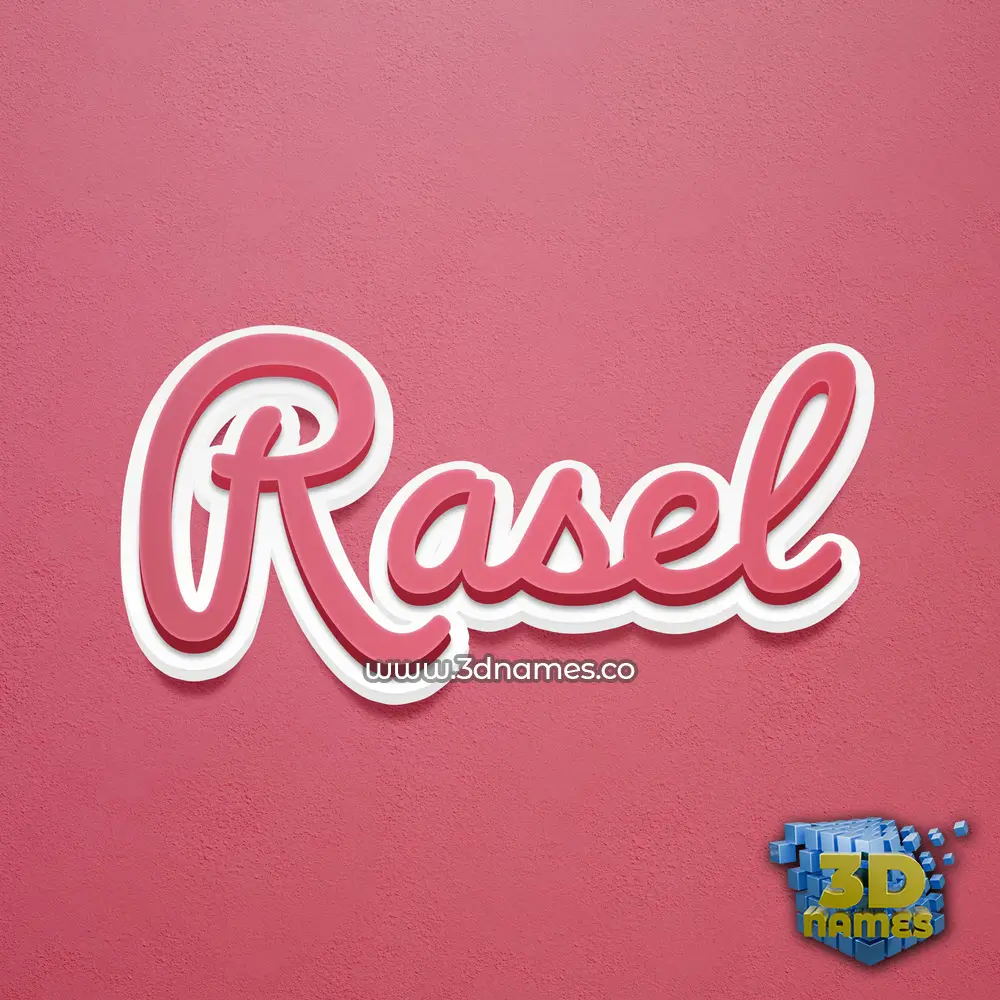 rasel in Red Scribble style - 3D name wallpaper
