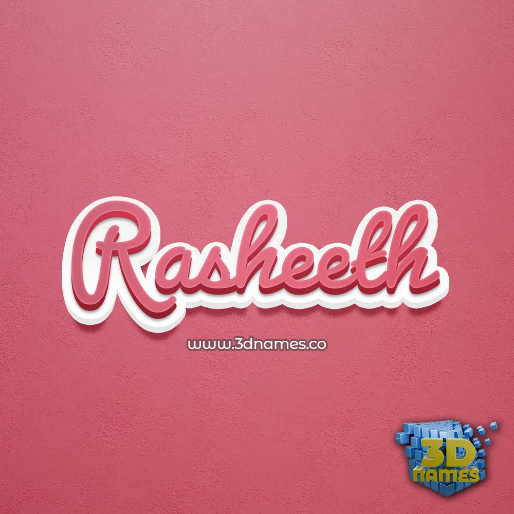 rasheeth in Red Scribble style - 3D name wallpaper