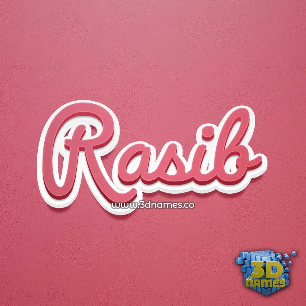 rasib in Red Scribble style - 3D name wallpaper
